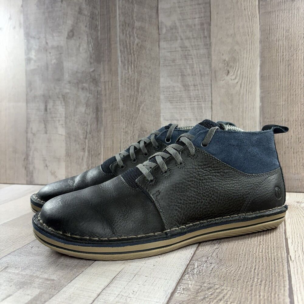 Merrell Bask Sol Mid Chukka Boot Men's 8 Leather Casual Comfort Shoes Navy Blue
